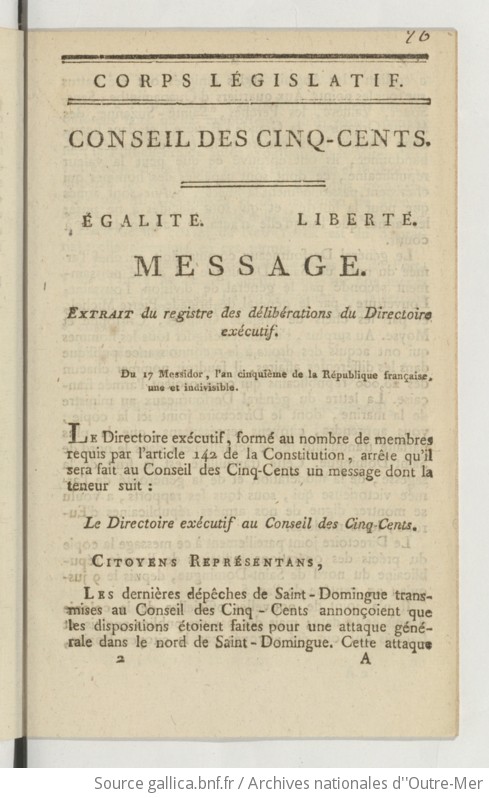 Corps législatif Conseil des Cinq Cents Motion d ordre relative aux