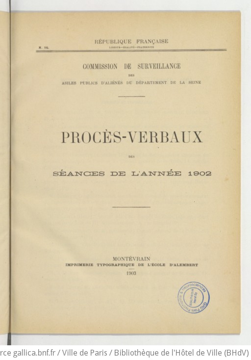 Procès verbaux des séances de l année Préfecture de la Seine