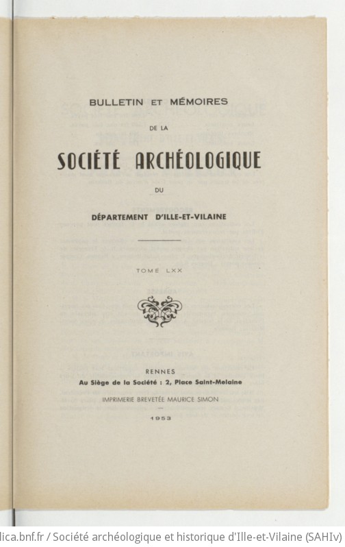 Bulletin et mémoires de la Société archéologique du département d Ille