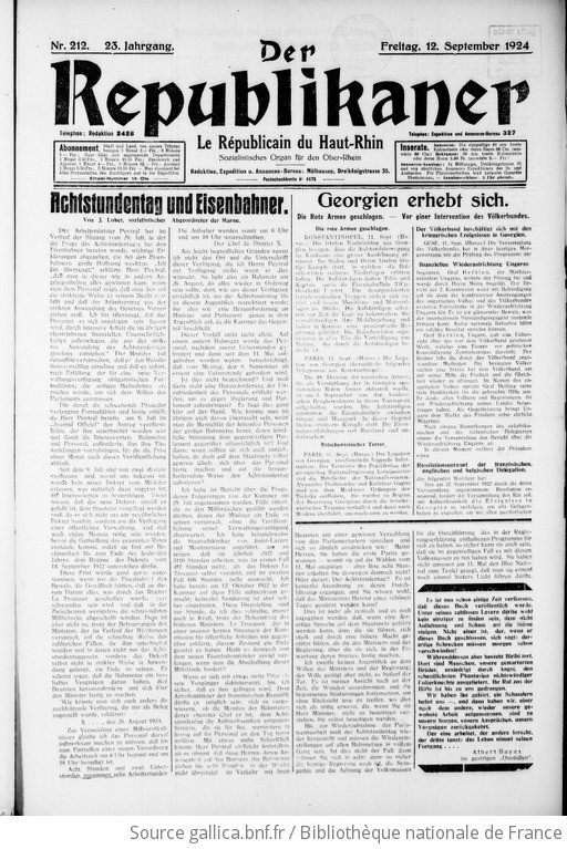 Der Republikaner M Lhauser Volkszeitung Sozialistisches Organ F R