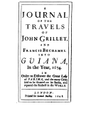 Voyages and discoveries in South America : The third from Cayenne into Guiana, in search of the lake of Parima  J. Grillet ; F. Bechamel. 1698