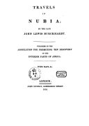 Travels in Nubia  J. L. Burckhardt. 1819