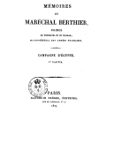 Mémoires du maréchal Berthier, campagne d'Égypte. Ire partie  1827