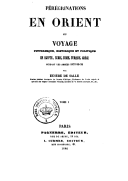 Pérégrinations en Orient, ou Voyage pittoresque, historique et politique en Égypte, Nubie, Syrie, Turquie, Grèce pendant les années 1837-1839 <br> E. de Salle. 1840