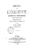 Revue de l'Orient : bulletin de la Société orientale  1843-1865