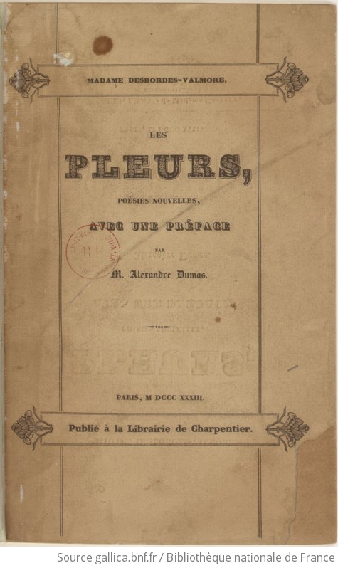 Les pleurs poésies nouvelles par madame Desbordes Valmore