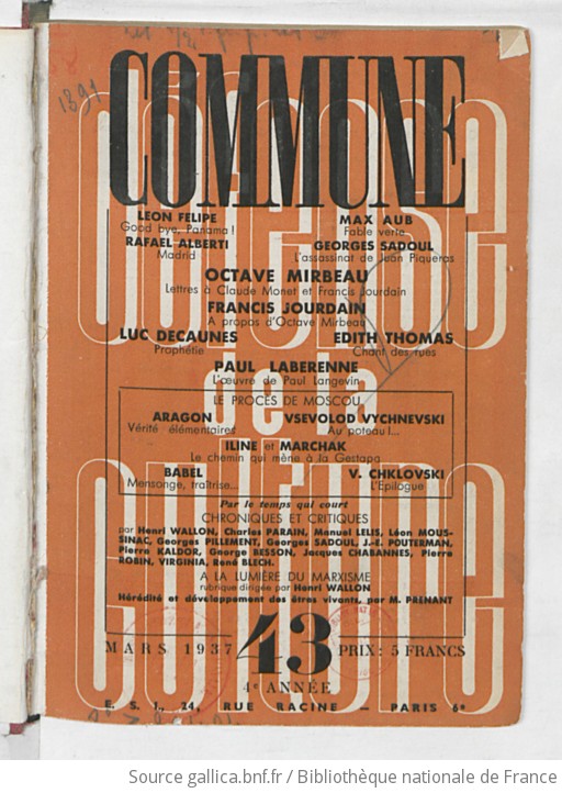 Commune revue de l Association des écrivains et des artistes