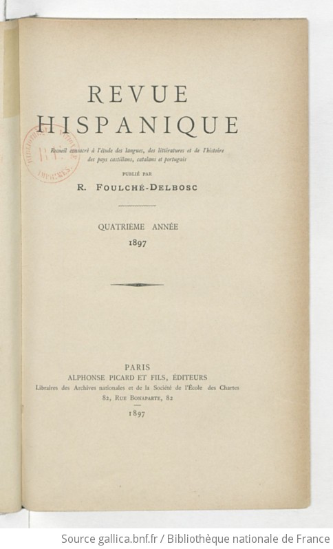 Revue hispanique recueil consacré à l étude des langues des