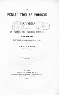 La Persécution en Pologne, discours prononcé en faveur des émigrés polonais, en l'église de la Madeleine à Paris  R. P. Élie Méric, le 29 mars 1866