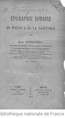 pigraphie romaine du Poitou et de la Saintonge, par mile Esprandieu,...