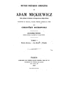 Oeuvres poétiques complètes de Adam Mickiewicz  1859
