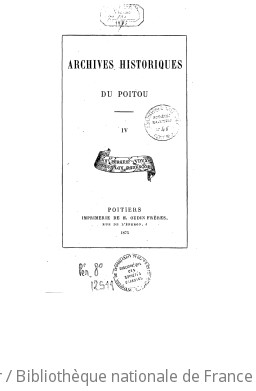 Archives historiques du Poitou. T. 4