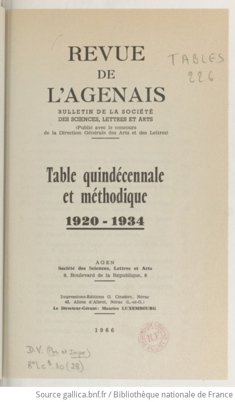 Revue De L Agenais Et Des Anciennes Provinces Du Sud Ouest Historique