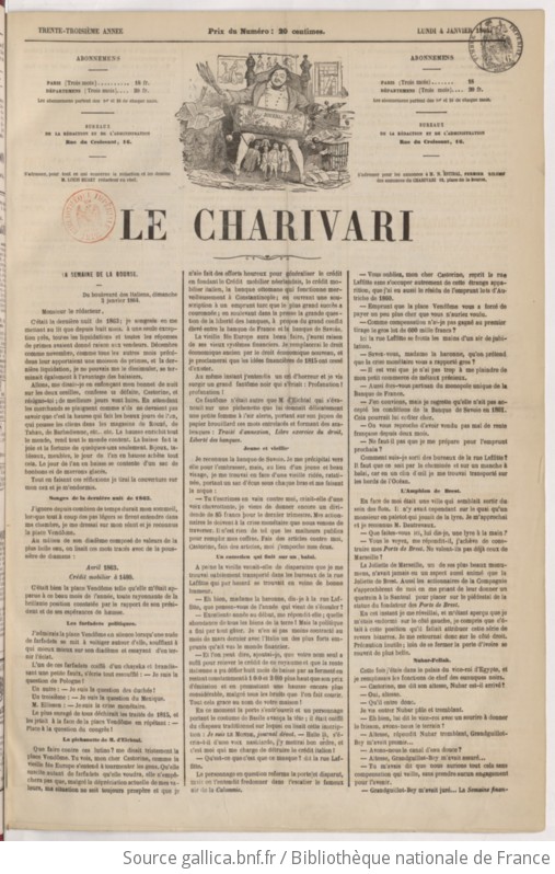 Le Charivari Publiant Chaque Jour Un Nouveau Dessin 1864 01 04