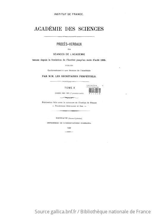 Procès verbaux des séances de l Académie tenues depuis la fondation de