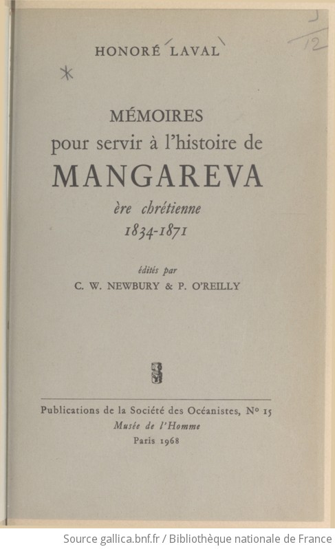 M Moires Pour Servir L Histoire De Mangareva Re Chr Tienne