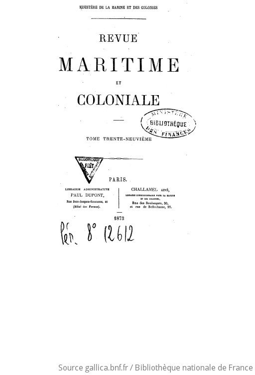 Revue Maritime Et Coloniale Minist Re De La Marine Et Des Colonies