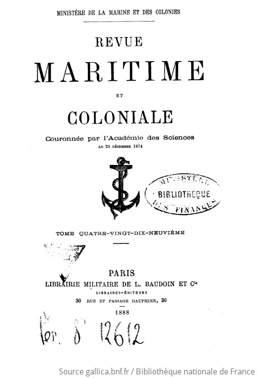 Revue Maritime Et Coloniale Minist Re De La Marine Et Des Colonies