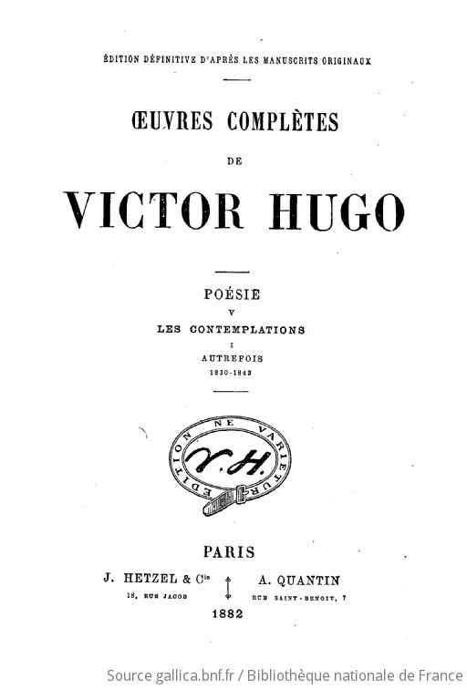 Oeuvres complètes de Victor Hugo Poésie 5 Gallica