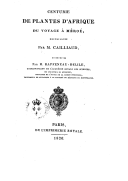 Centurie de plantes d'Afrique, du - Voyage à Méroé - , recueillies et décrites  A. Raffeneau-Delile. 1826