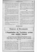 L'Organisation des territoires syriens sous mandat français <br> L'Europe nouvelle : revue hebdomadaire des questions extérieures, économiques et littéraires. 1920