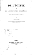 De l'Égypte et de l'intervention européenne dans les affaires d'Orient <br> A. Sakakini. 1833