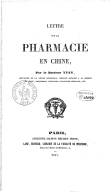 Lettre sur la pharmacie en Chine  M.-H. Yvan. 1847