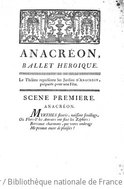 ANACRÉON (1754) - Scène I