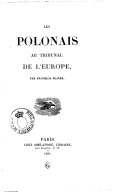 Les polonais au tribunal de l'Europe  S. Plater. 1831 