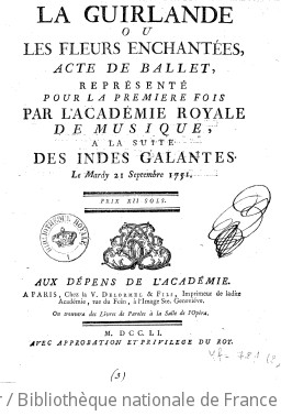 LA GUIRLANDE - Première édition (livret) - 1751