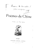 Poèmes de Chine  E. Blémont. 1887