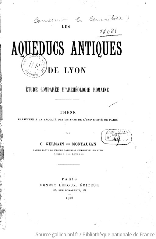 Les Aqueducs Antiques De Lyon Tude Compar E D Arch Ologie Romaine