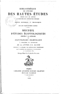Recueil d'études égyptologiques dédiées à la mémoire de Jean-François Champollion [...]  1923