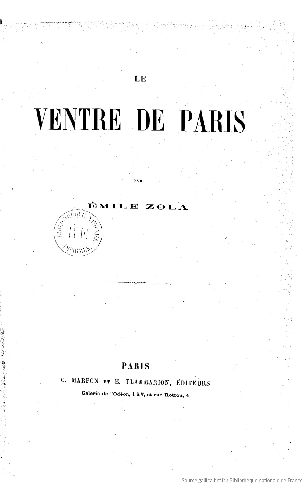 Le Ventre de Paris (French Edition) Emile Zola