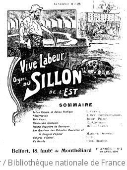 Vive labeur : organe du Sillon de l'Est : paraît le 10 du mois | Sillon de l'Est. Auteur du texte