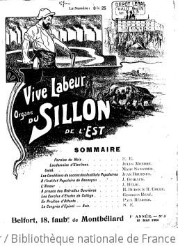 Vive labeur : organe du Sillon de l'Est : paraît le 10 du mois | Sillon de l'Est. Auteur du texte