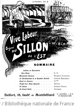 Vive labeur : organe du Sillon de l'Est : paraît le 10 du mois | Sillon de l'Est. Auteur du texte