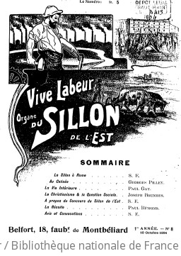 Vive labeur : organe du Sillon de l'Est : paraît le 10 du mois | Sillon de l'Est. Auteur du texte