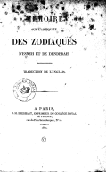 Denderah  Mémoire sur l'antiquité des zodiaques d'Esneh et de Denderah 1822