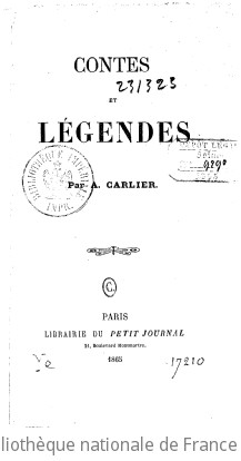 Contes et lgendes, par A. Carlier