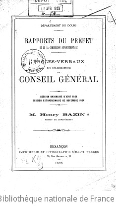 Rapports et délibérations / Conseil général du Doubs | Doubs. Conseil général