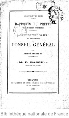 Rapports et délibérations / Conseil général du Doubs | Doubs. Conseil général