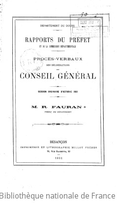 Rapports et délibérations / Conseil général du Doubs | Doubs. Conseil général