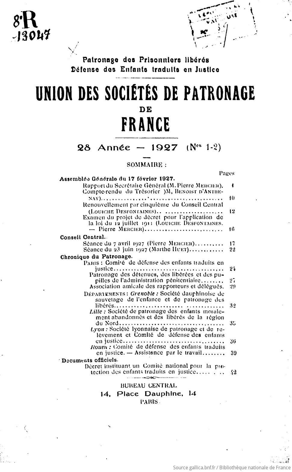 Bulletin de l'Union des sociétés de patronage de France