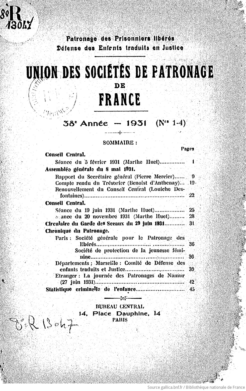 Bulletin de l'Union des sociétés de patronage de France