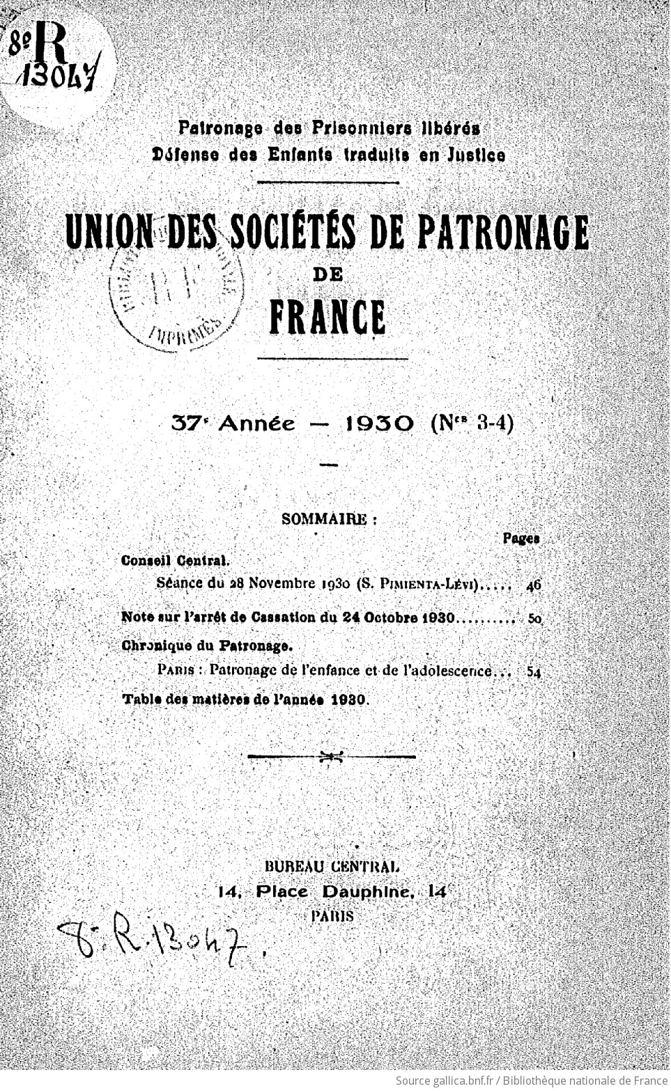 Bulletin de l'Union des sociétés de patronage de France