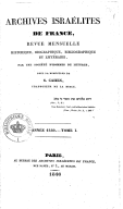 Archives israélites de France : revue mensuelle historique, biographique, bibliographique et littéraire 1840 