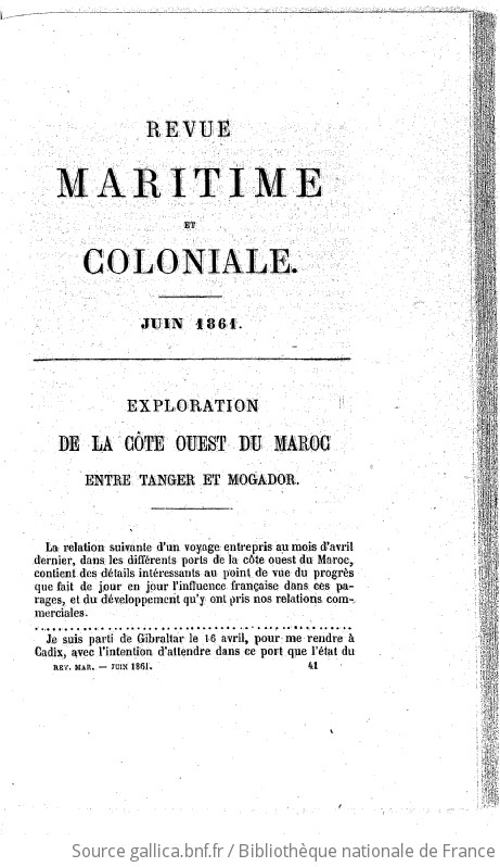 Revue Maritime Et Coloniale Minist Re De La Marine Et Des Colonies