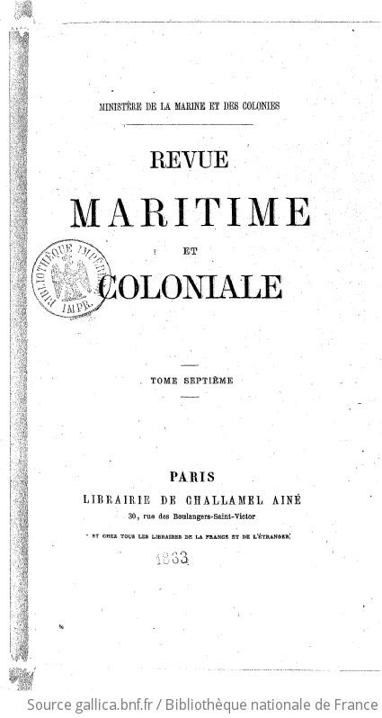 Revue Maritime Et Coloniale Minist Re De La Marine Et Des Colonies