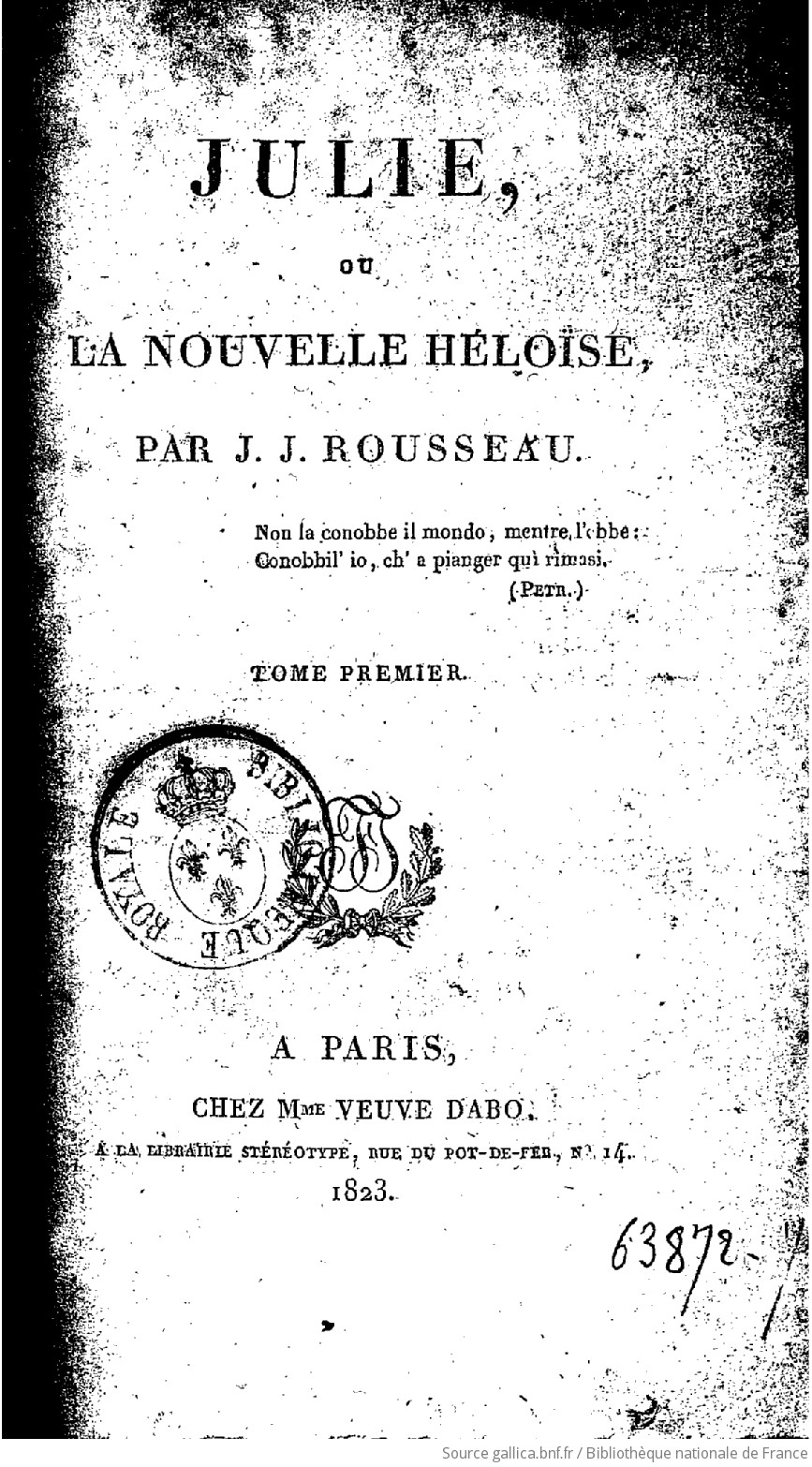 Julie Ou La Nouvelle Héloïse Tome 1 Par J J Rousseau 